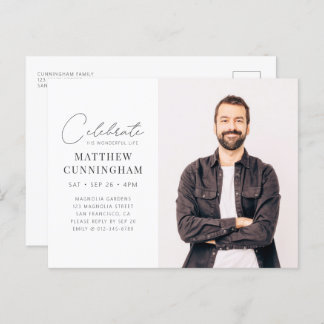 Viering van zijn prachtige leven Moderne Eenvoudig Uitnodiging Briefkaart