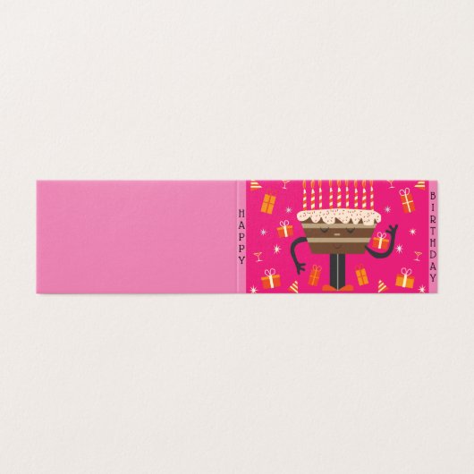 Viering verjaardag muffin - Roze Kaart (Buitenkant ongevouwen)