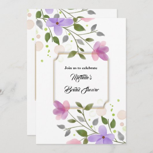 Viering vrijgezellenfeest waterverf zomerbloem kaart (Voorkant / Achterkant)