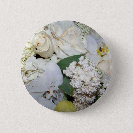 Viering, witte rozen & orchies_ ronde button 5,7 cm (Voorkant)