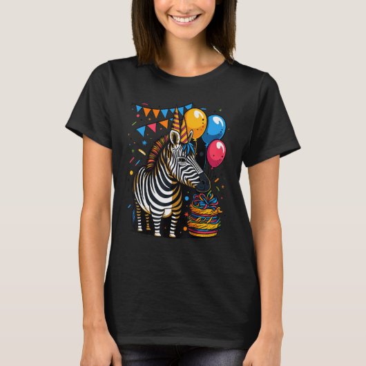 Viering Zebra Evenement Verjaardagsfeest Zebra T-shirt (Voorkant)