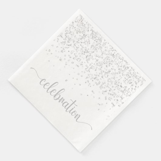 Viering zilver wit papier Diner servet (Hoek)