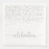 Viering zilver wit papier Diner servet (Voorkant)