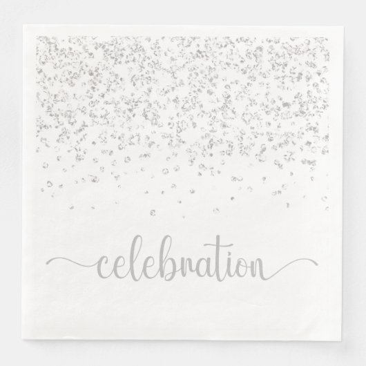 Viering zilver wit papier Diner servet (Voorkant)