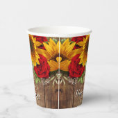 Viering Zonnebloemen en Rode Rozen Papieren beker (Rechts)
