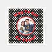 Viering Zwart/Wit Polka Dots Rood Trim Servet (Voorkant)