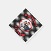 Viering Zwart/Wit Polka Dots Rood Trim Servet (Hoek)