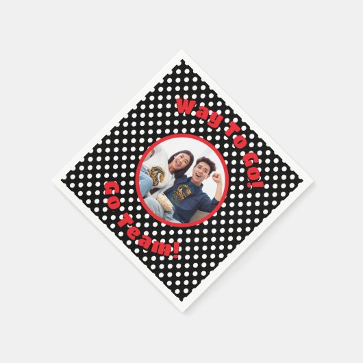 Viering Zwart/Wit Polka Dots Rood Trim Servet (Hoek)