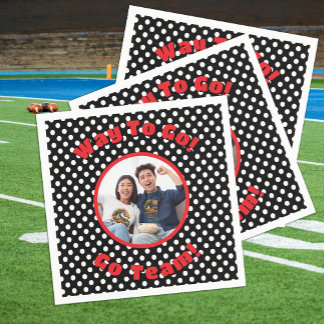 Viering Zwart/Wit Polka Dots Rood Trim Servet