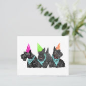 Vieringen Scotties in feesthoeden Briefkaart (Staand voorkant)