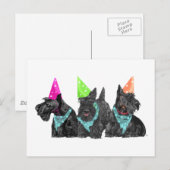 Vieringen Scotties in feesthoeden Briefkaart (Voorkant / Achterkant)