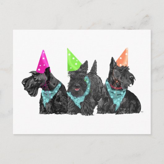 Vieringen Scotties in feesthoeden Briefkaart (Voorkant)