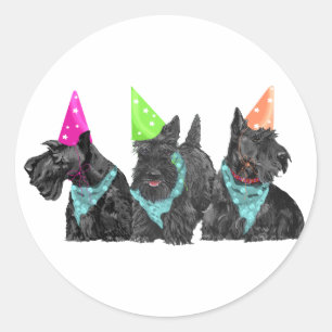 Vieringen Scotties in feesthoeden Ronde Sticker