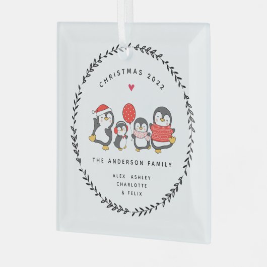 Vierjarige kerstpinguïn glas ornament (Voorkant links)