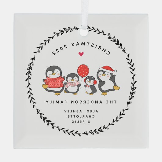 Vierjarige kerstpinguïn glas ornament (Achterkant)