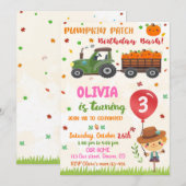 Vierjarige pompoen Herfst verjaardag uitnodiging (Voorkant / Achterkant)