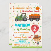 Vierjarige pompoen Herfst verjaardag uitnodiging (Voorkant / Achterkant)