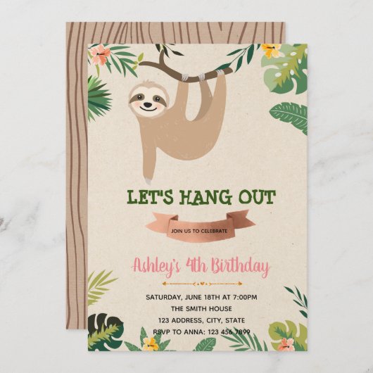 Vierjarige uitnodiging voor Slote meisjes (Voorkant / Achterkant)