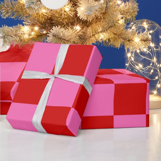 Vierkanaals Controle DIY-kleuren Rood warm roze Cadeaupapier (Feestdagen)