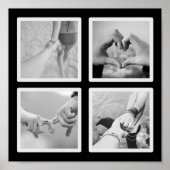 Vierkant 4 Fotocollage Zwart-wit Poster (Voorkant)