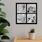 Vierkant 4 Fotocollage Zwart-wit Poster