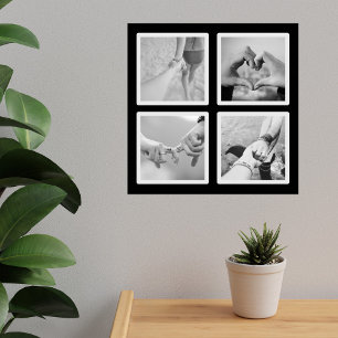 Vierkant 4 Fotocollage Zwart-wit Poster