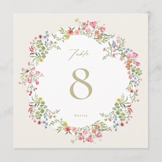 vierkant 5 x 5 bloemenboog Trouwtafel Nummer (Voorkant)