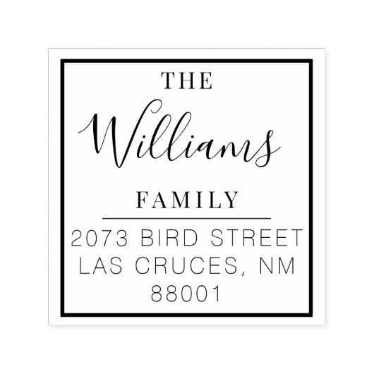 Vierkant aangepaste naam script terugzending adres  zelfinktende stempel (Design)