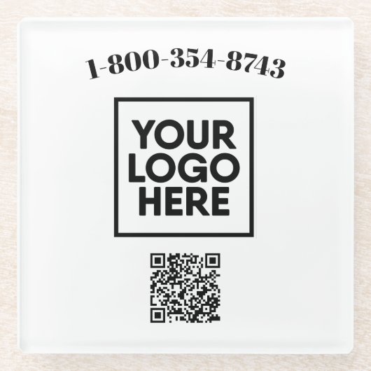 Vierkant aangepaste QR-code voor aangepaste Logo Glazen Onderzetter (Voorkant)