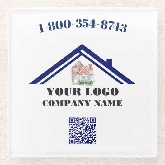 Vierkant aangepaste QR-code voor aangepaste Logo Glazen Onderzetter (Voorkant)