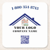 Vierkant aangepaste QR-code voor aangepaste Logo Kartonnen Onderzetters (Voorkant)