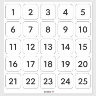  Vierkant Aantal Stickers Zwart op Wit