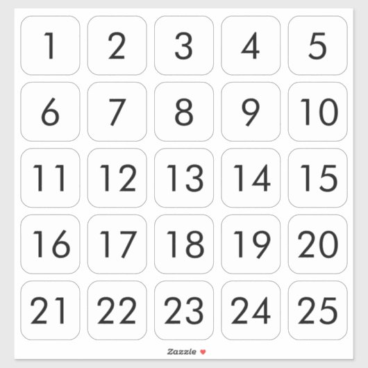  Vierkant Aantal Stickers Zwart op Wit (Vel)