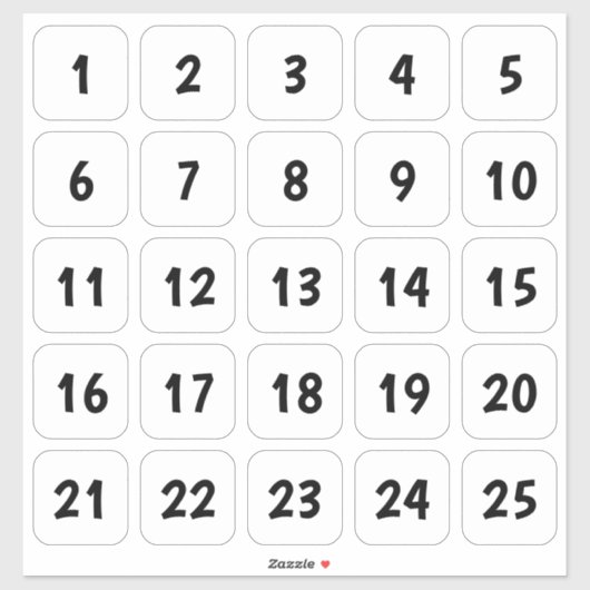  Vierkant Aantal Stickers Zwart op Wit (Vel)