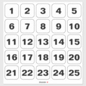  Vierkant Aantal Stickers Zwart op Wit (Vel)