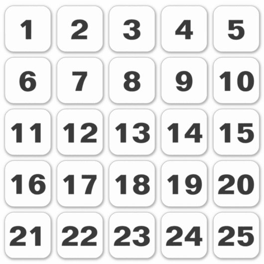  Vierkant Aantal Stickers Zwart op Wit (Voorkant)