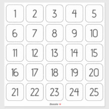 Vierkant Aantal Stickers Zwart op Wit