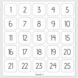 Vierkant Aantal Stickers Zwart op Wit