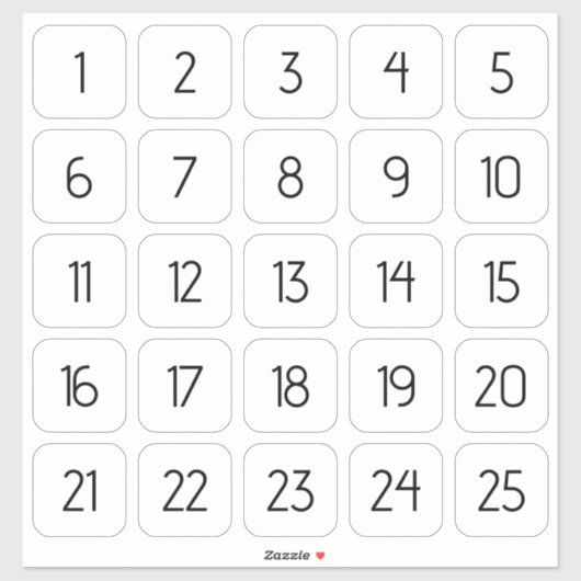  Vierkant Aantal Stickers Zwart op Wit (Vel)