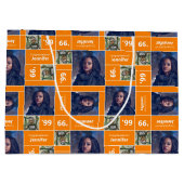 Vierkant Afstuderen jaar Oranje Groot Cadeauzakje (Achterkant)