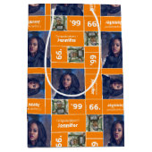 Vierkant Afstuderen jaar Oranje Medium Cadeauzakje (Voorkant)