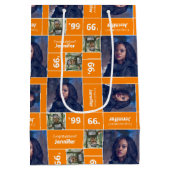 Vierkant Afstuderen jaar Oranje Medium Cadeauzakje (Achterkant)