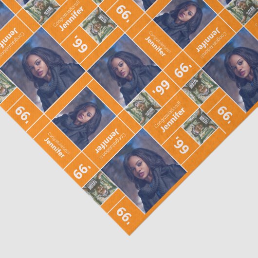 Vierkant Afstuderen jaar Oranje Tissuepapier (Detail)