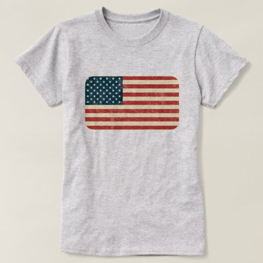 Vierkant-Amerikaanse vlag T-shirt (Design voorkant)