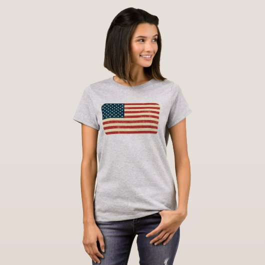Vierkant-Amerikaanse vlag T-shirt (Voorkant volledig)