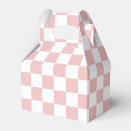 Vierkant babyroze dambordpatroon bedankdoosjes
