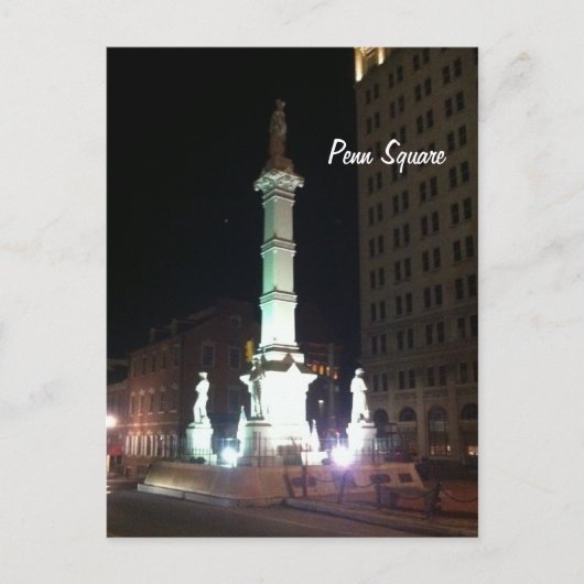 Vierkant bij nacht briefkaart (Voorkant)