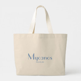 Vierkant Blauw Aangepaste Naam En Bestemming Stijl Grote Tote Bag