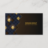 Vierkant Blauw Bruin Goud Patroon | Luxe Visitekaartje (Voorkant)
