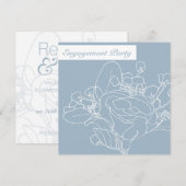 Vierkant bloemmotief uitnodiging (Diamond Blue) (Voorkant / Achterkant)